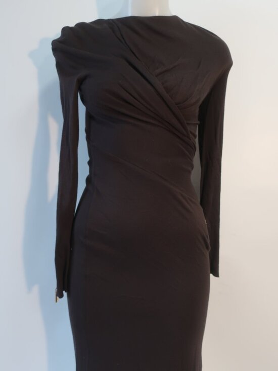 Tom Ford Dresses & Skirts - Womens Tom Ford Dark Brown (Item-102) Viscose Wool Ruched Cocktail Dress 40 US/6